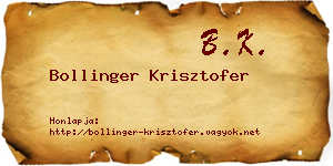 Bollinger Krisztofer névjegykártya